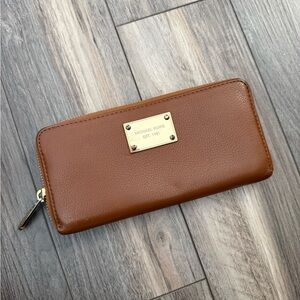 Michael Kors Tan Leather Zip Wallet